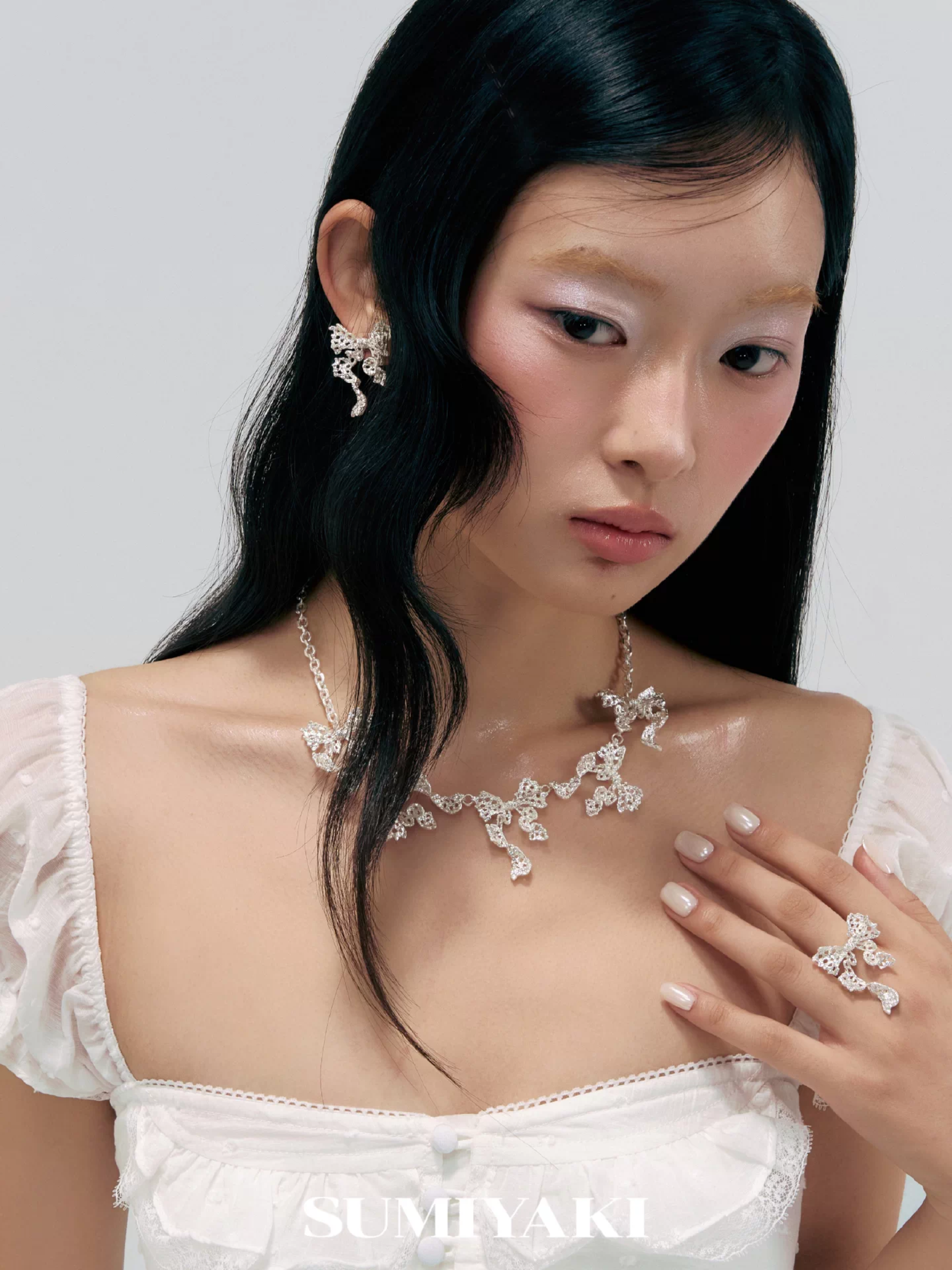lace bow drop studs 02 lace bow drop studs 02