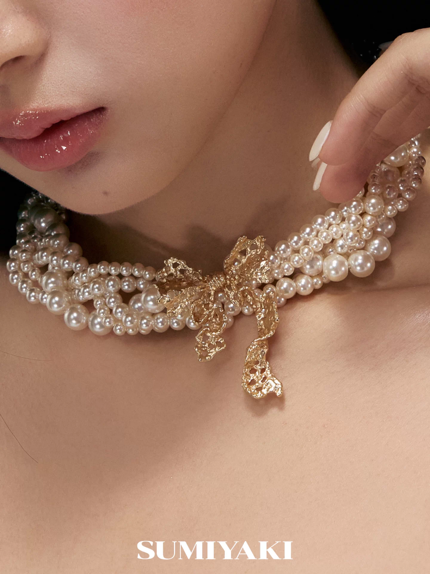 pearl bow choker 01 pearl bow choker 01