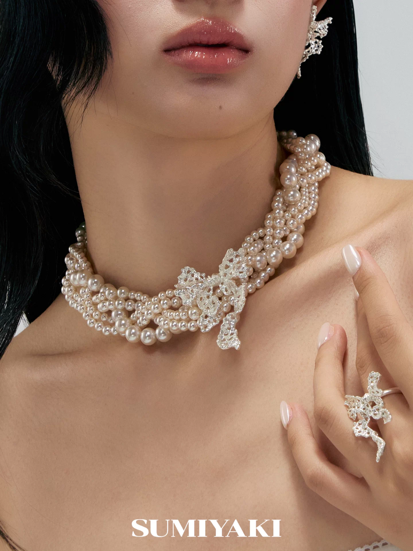 pearl bow choker 02 pearl bow choker 02