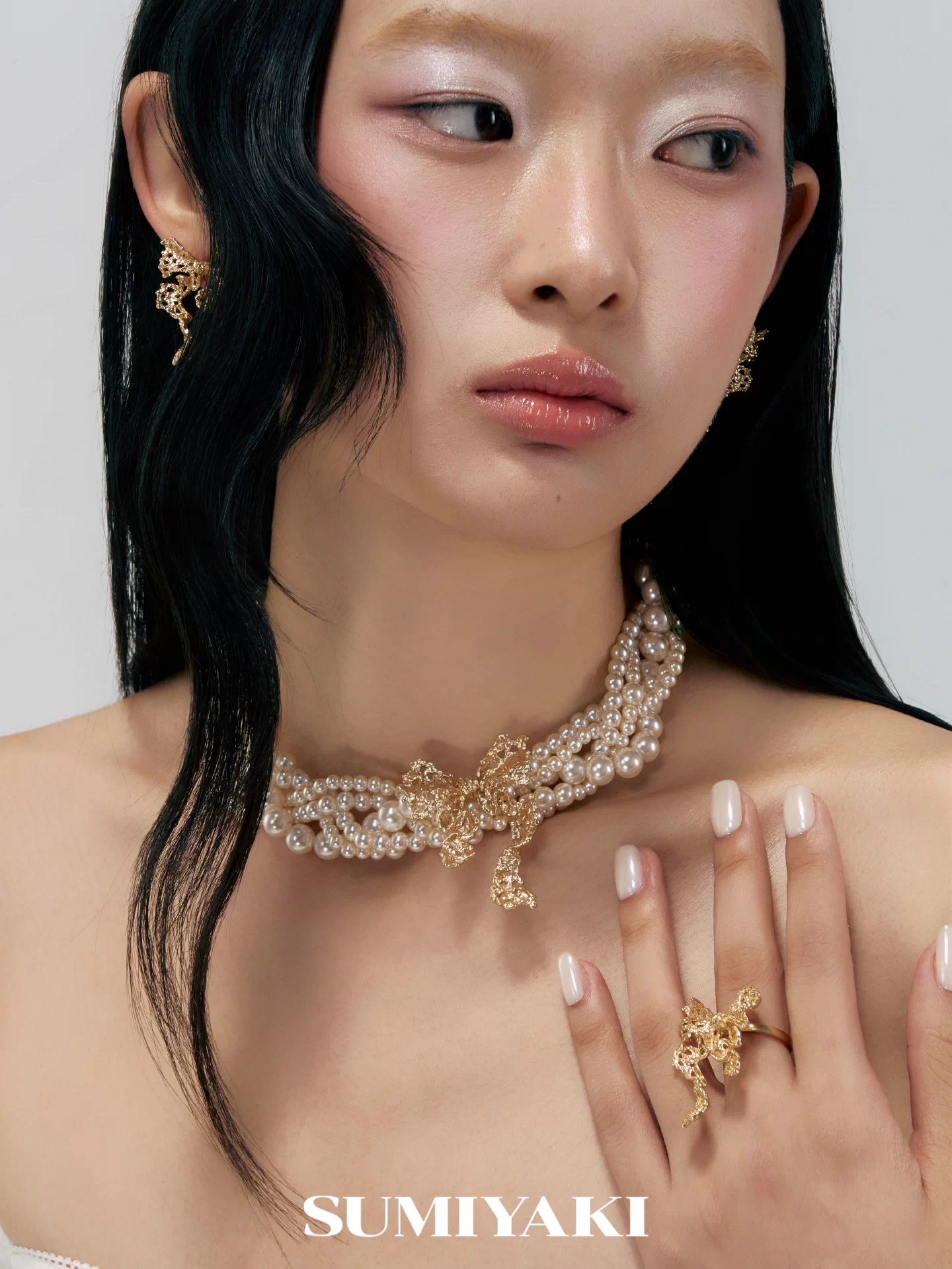 pearl bow choker 05 pearl bow choker 05