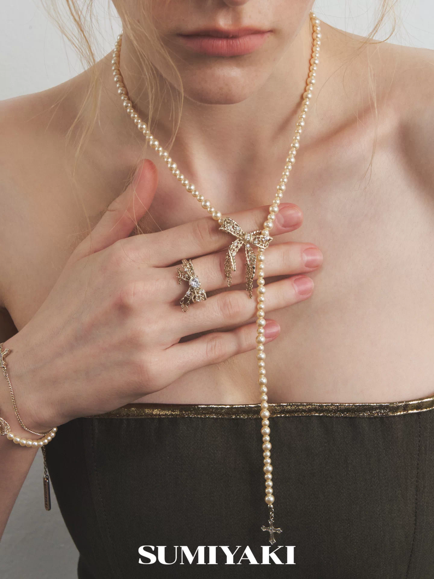 pearl bow y necklace7 pearl bow y necklace7