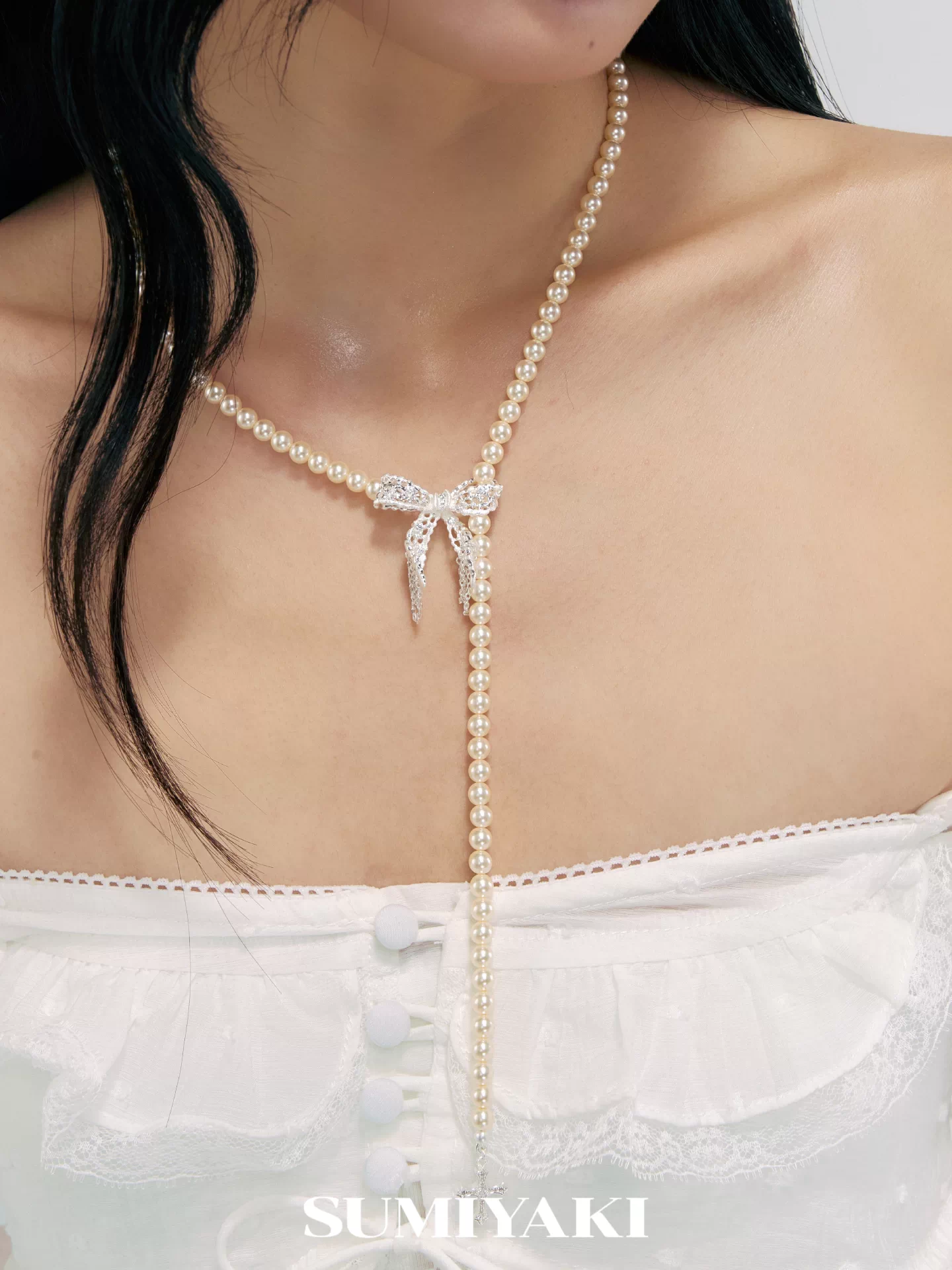 pearl bow y necklace8 pearl bow y necklace8